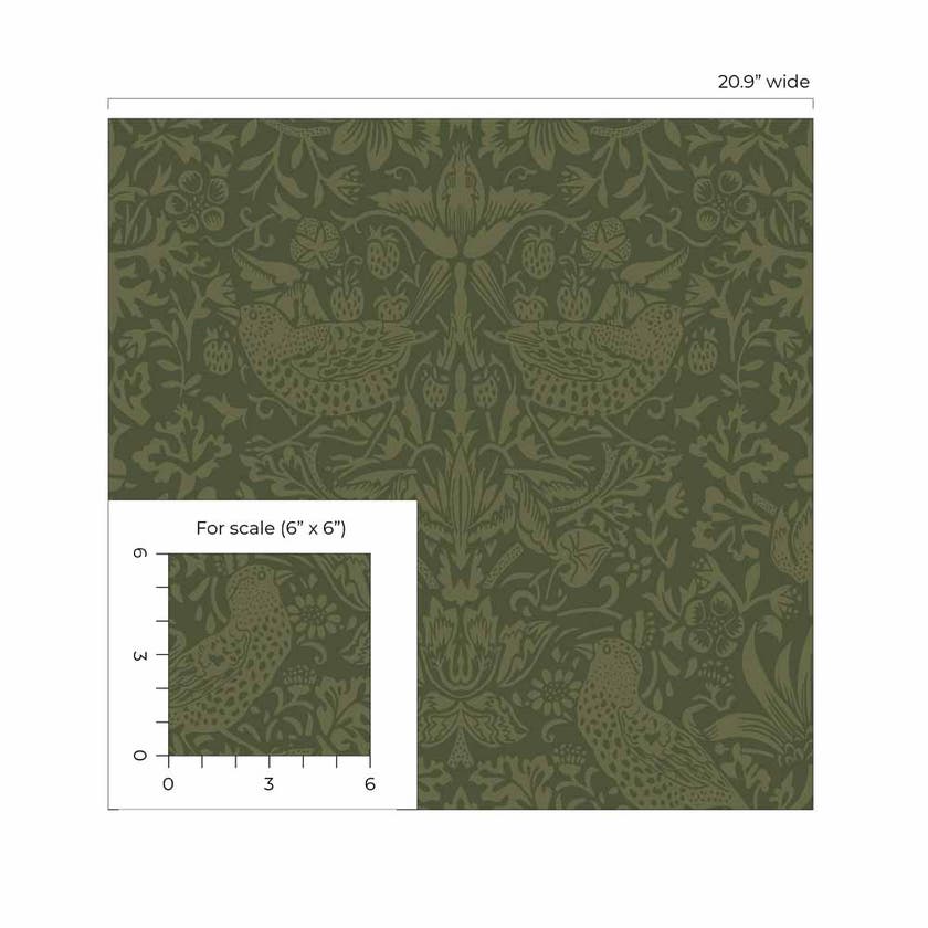 Carma - Peel & Stick Tonal Bird Garden Moss Green NW54404