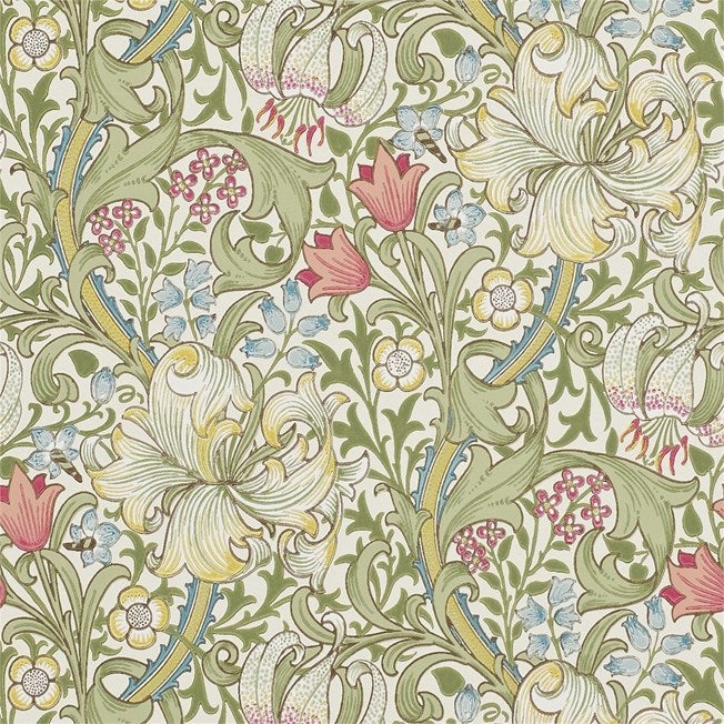 Morris & Co - Golden Lily Green/Red The Craftsman Wallpapers