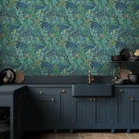 Brantwood Trumpet Flowers Indigo Teal BW45103-5