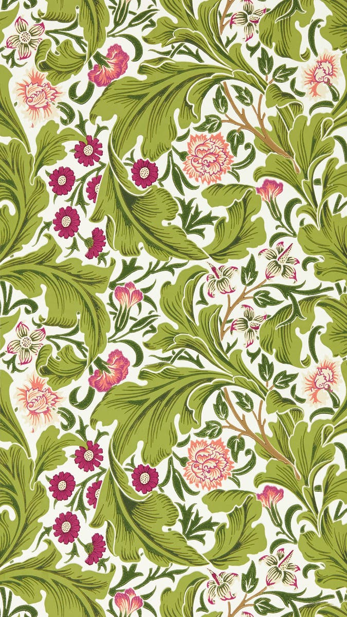 Morris & Co - Leicester Sour Green/Plum Bedford Park Wallpapers