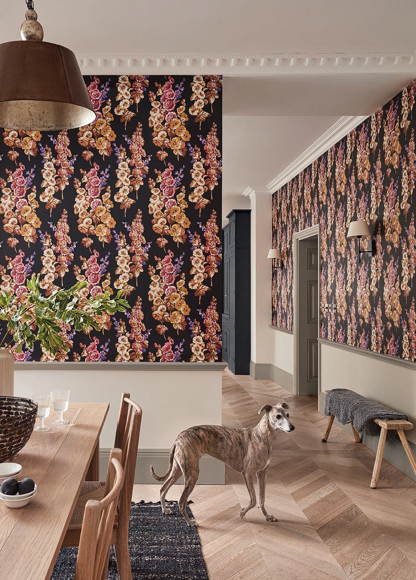 Sanderson - Hollyhocks Copper/Rhodera Sanderson One Sixty Wallp