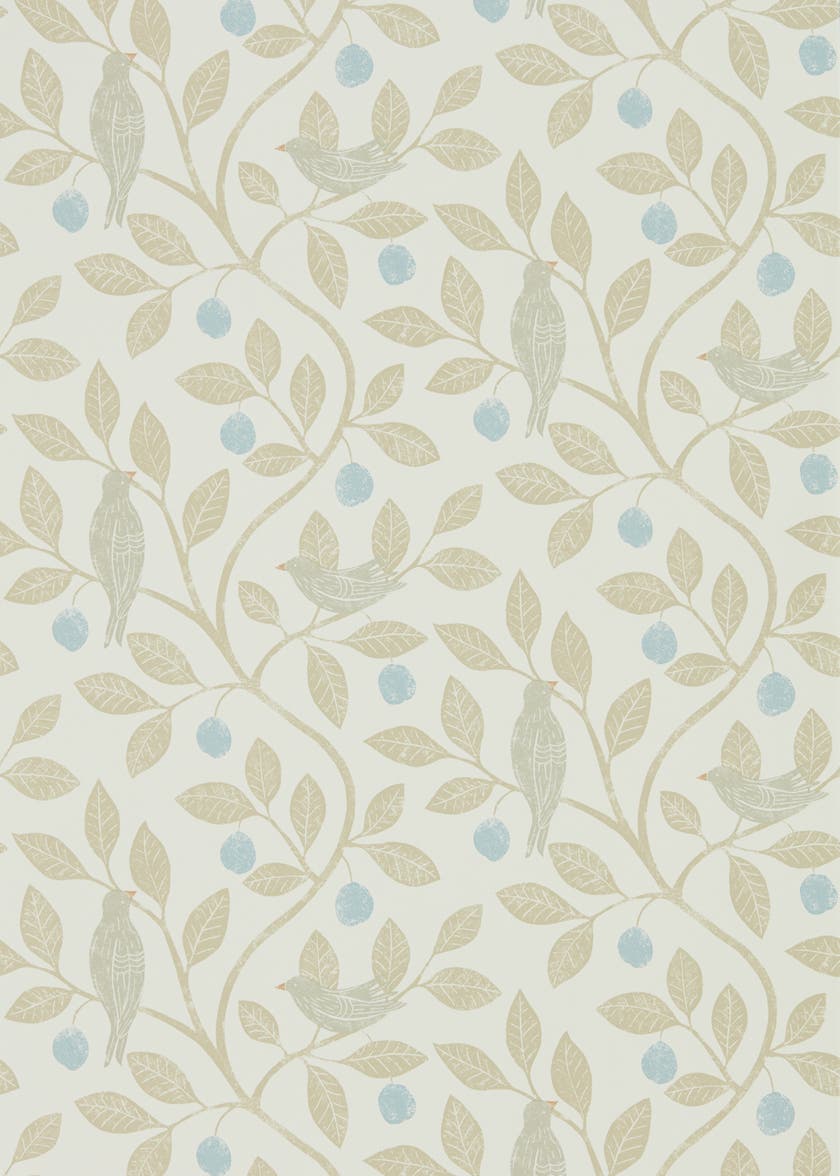 Sanderson - Damson Tree Denim/Barley Potting Room Wallpapers