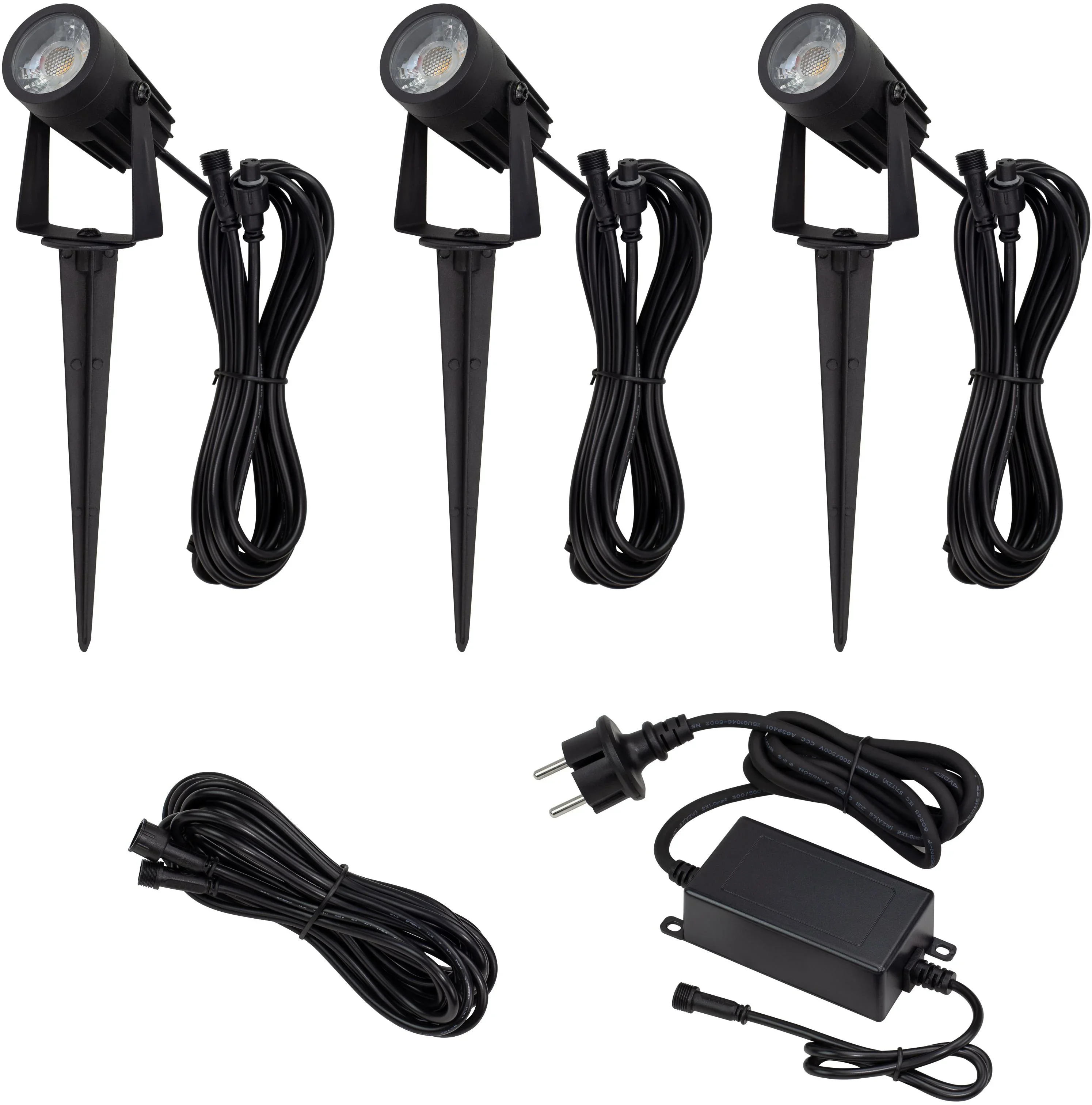 Trädgårdsbelysning LED, spotlight, 3-pack inkl trafo, Djurö
