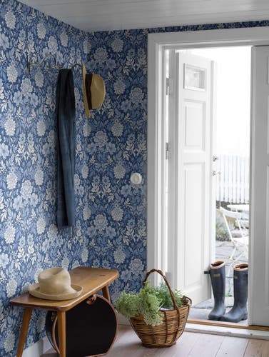 Boråstapeter - Dahlia Garden - Blue & White