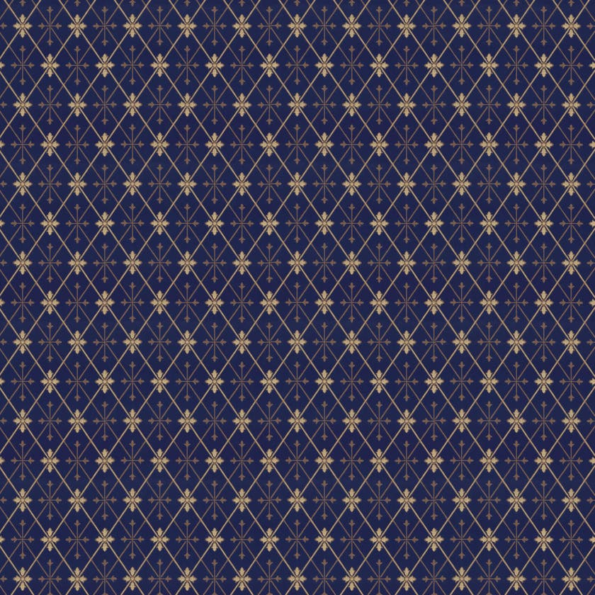 Lim & Handtryck - Skogshyddan - Blå/Guld x111-42