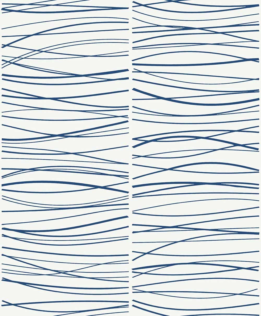 Carma - Peel & Stick Wave Lines Blue NW55602