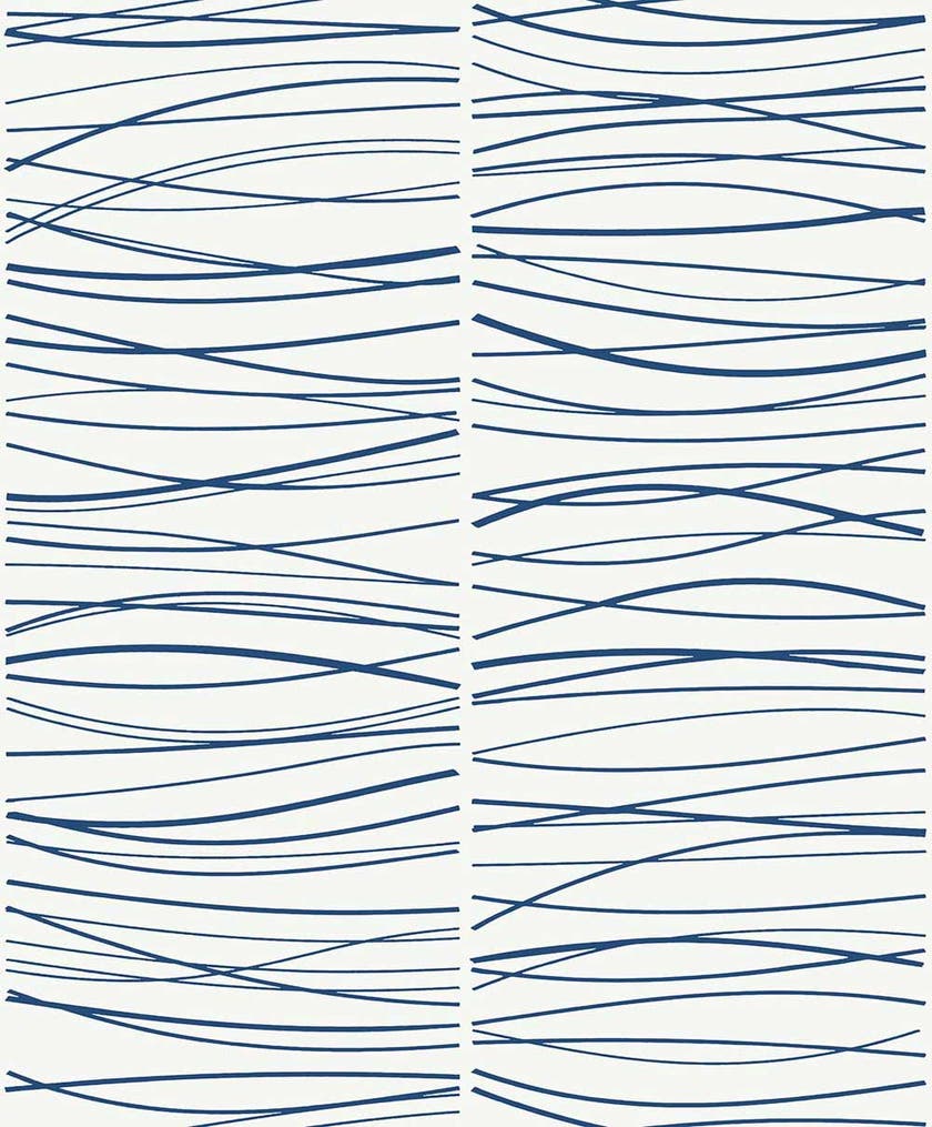 Carma - Peel & Stick Wave Lines Blue NW55602