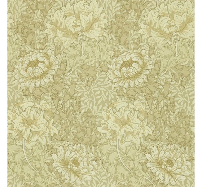 Morris & Co - Chrysanthemum Ivory/Canva Morris and Friends Wallpa