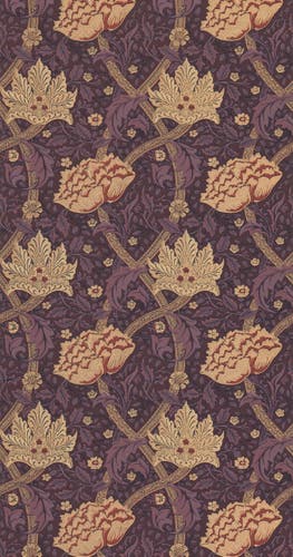 Morris & Co - Windrush Aubergine/Wine Morris and Friends Wallpa