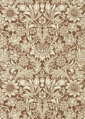 Morris & Co - Sunflower Chocolate/Cream Queen Square Wallpapers