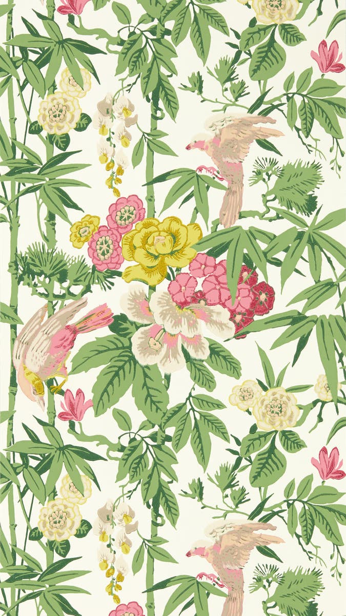 Sanderson - Bamboo & Birds Scallion G Water Garden Wallpapers