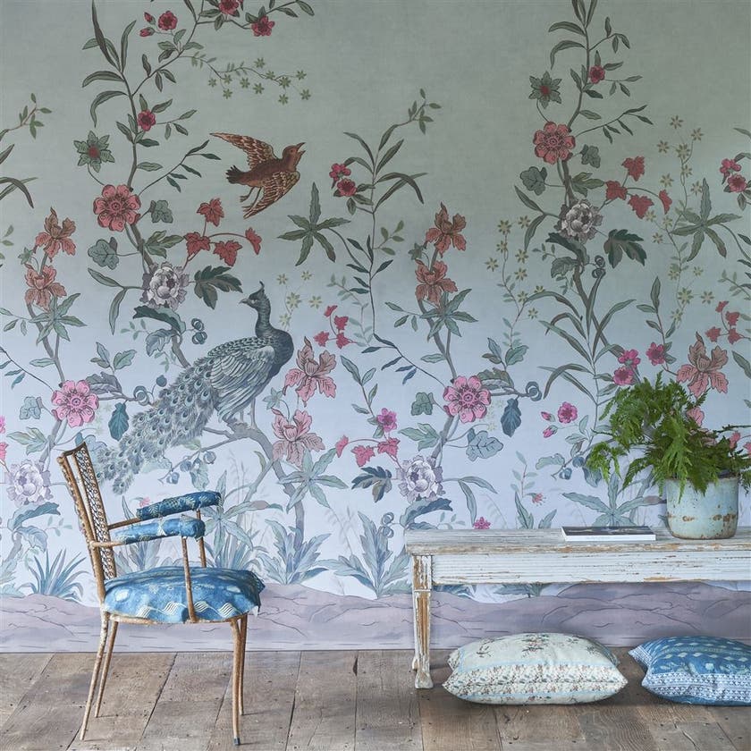 Peacock Toile Scene 2 Picture Book Wallpapers I