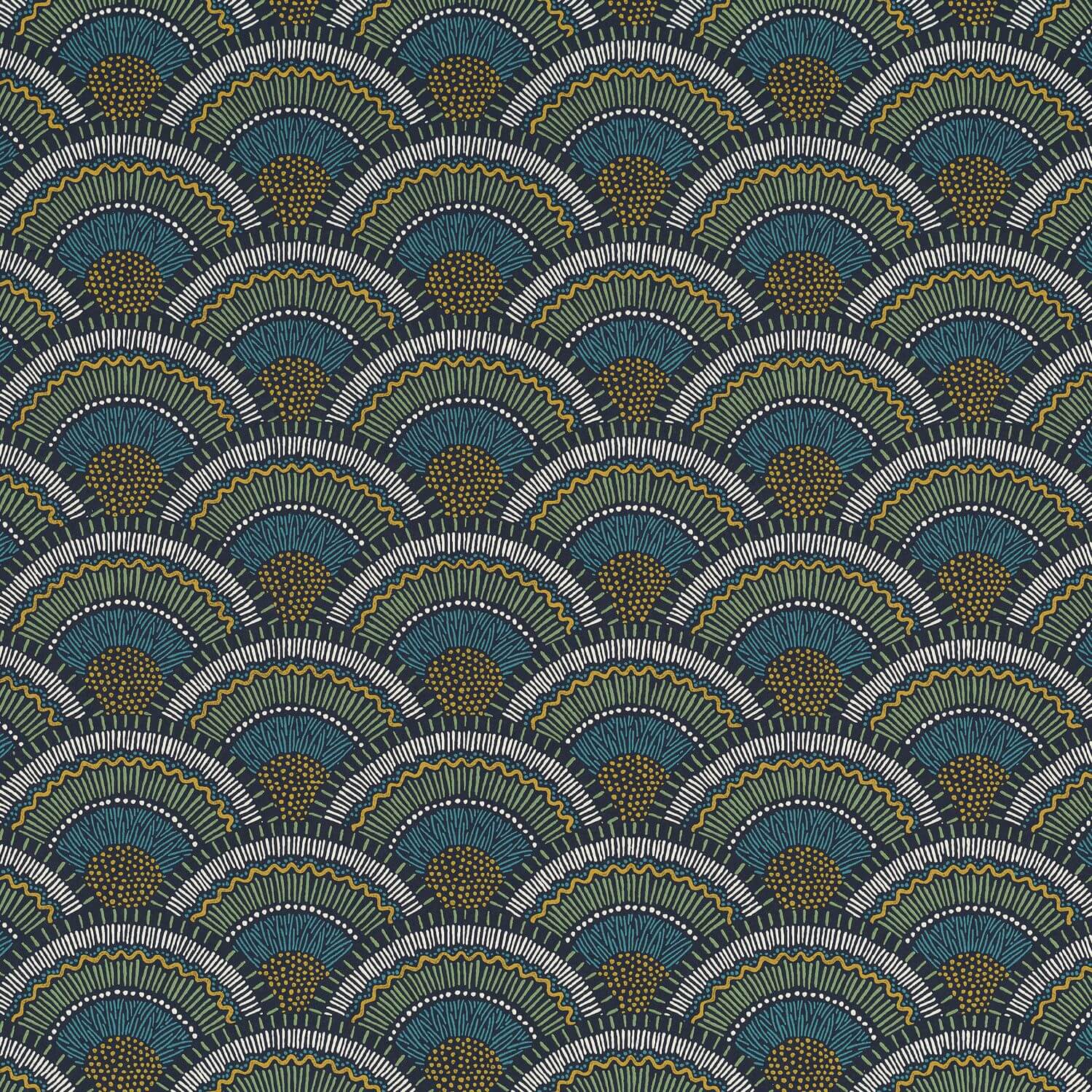 Casamance - Otto Marine/Vert Mousse Printemps Viennois