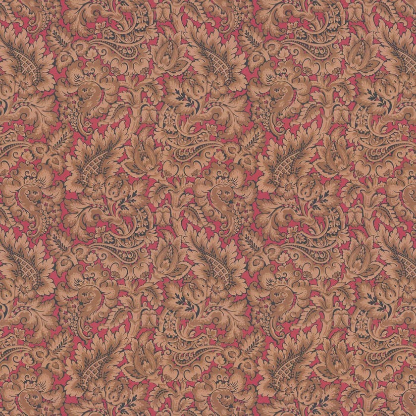 Lim & Handtryck - Kashmir - Brun/Röd x135-32