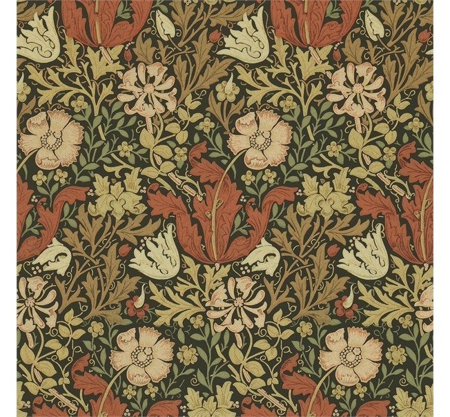 Morris & Co - Compton Brown/Orange Morris and Friends Wallpa