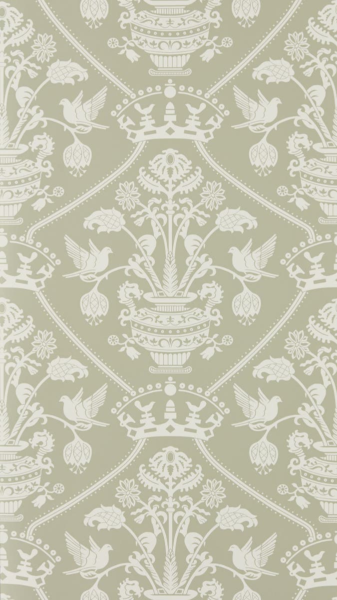 Sanderson - Highgrove Damask Silver Green