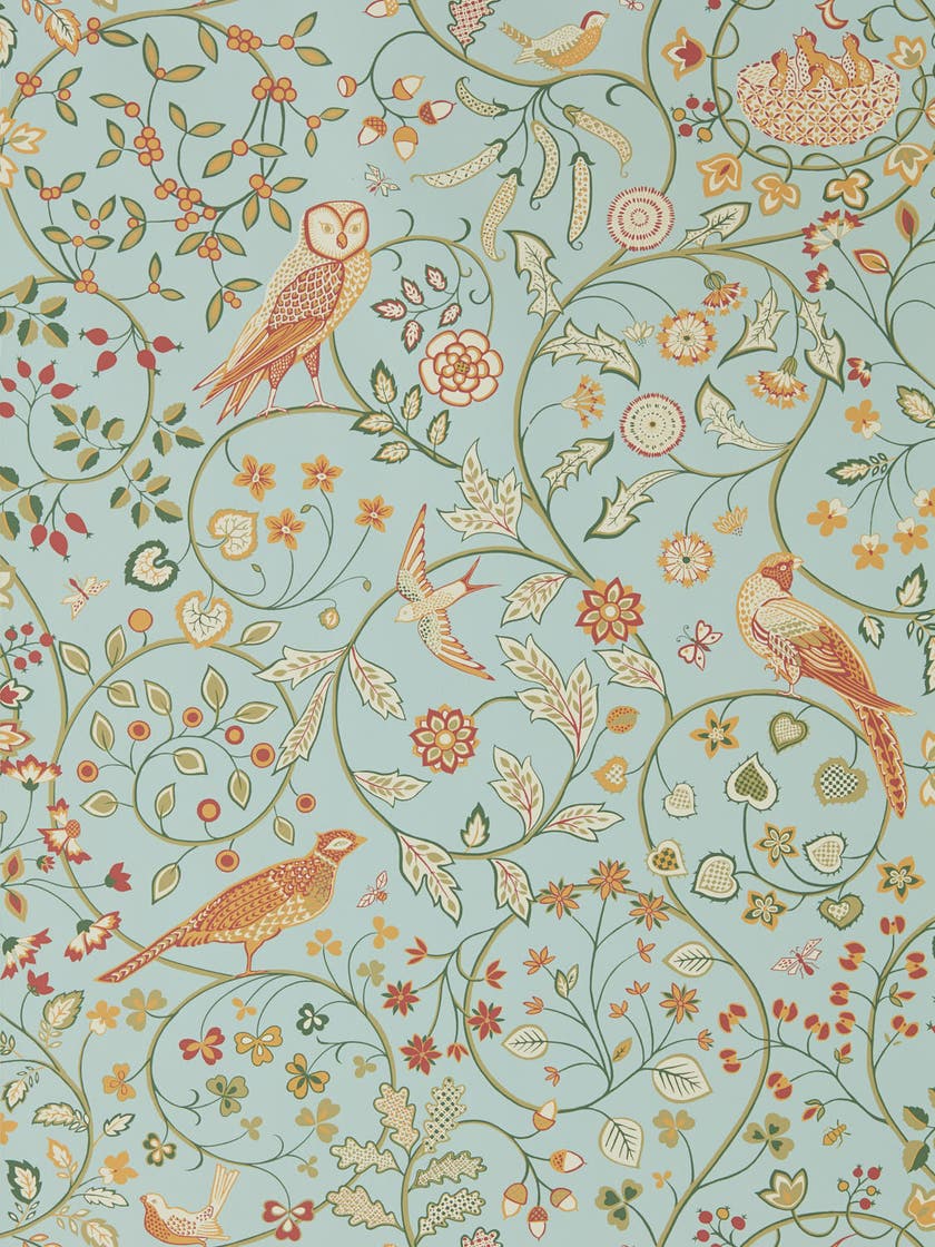 Morris & Co - Newill Peppermint Russet Melsetter Wallpapers