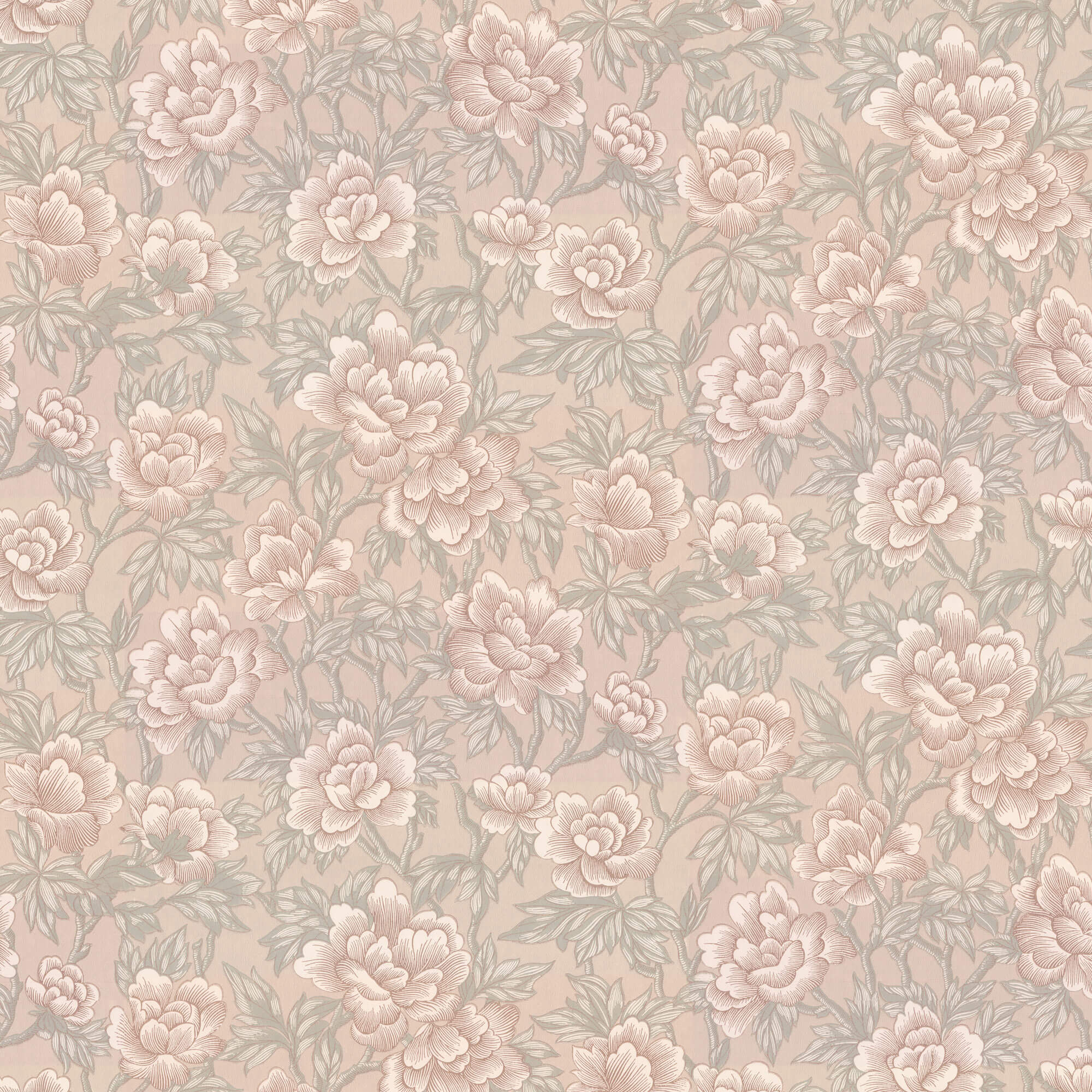 Lim & Handtryck - Pionen - Beige/Ljusgrön x107-56