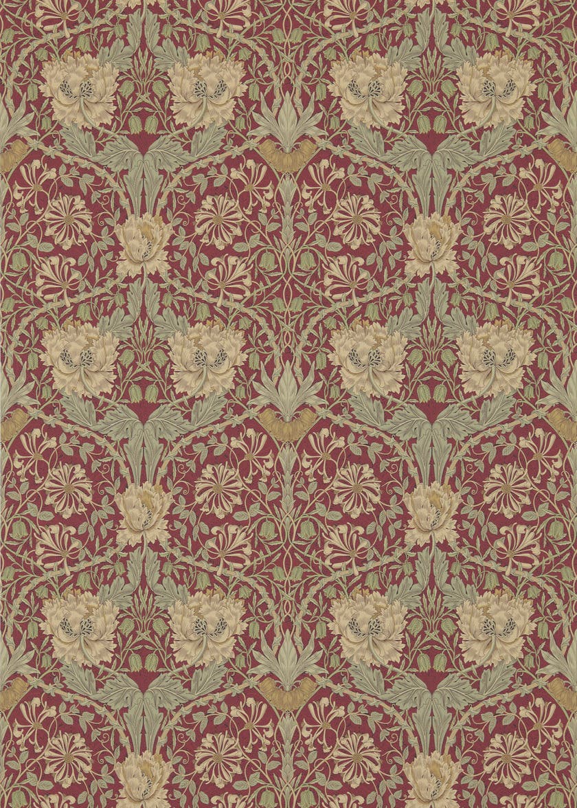 Honeysuckle & Tulip Red/G Morris and Friends Wallpa