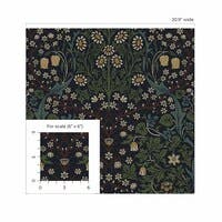 Peel & Stick Victorian Garden Midnight Blue & Evergreen NW44522