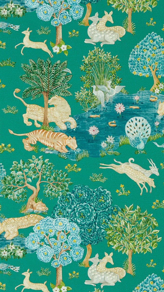 Pamir Garden Teal/Peacock Caspian Wallpapers