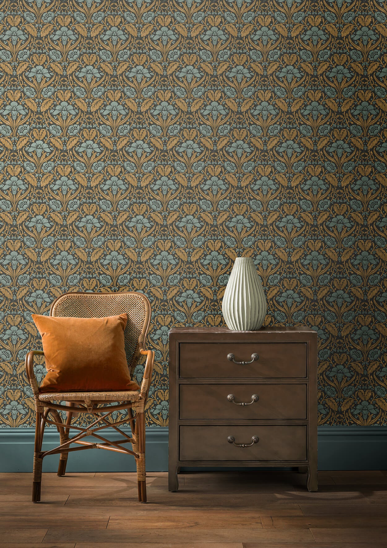 GP&J Baker - Brantwood Iris Meadow Aqua Ochre BW45101-6