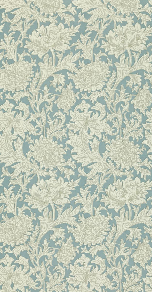 Chrysanthemum China Blue/ Morris and Friends Wallpa