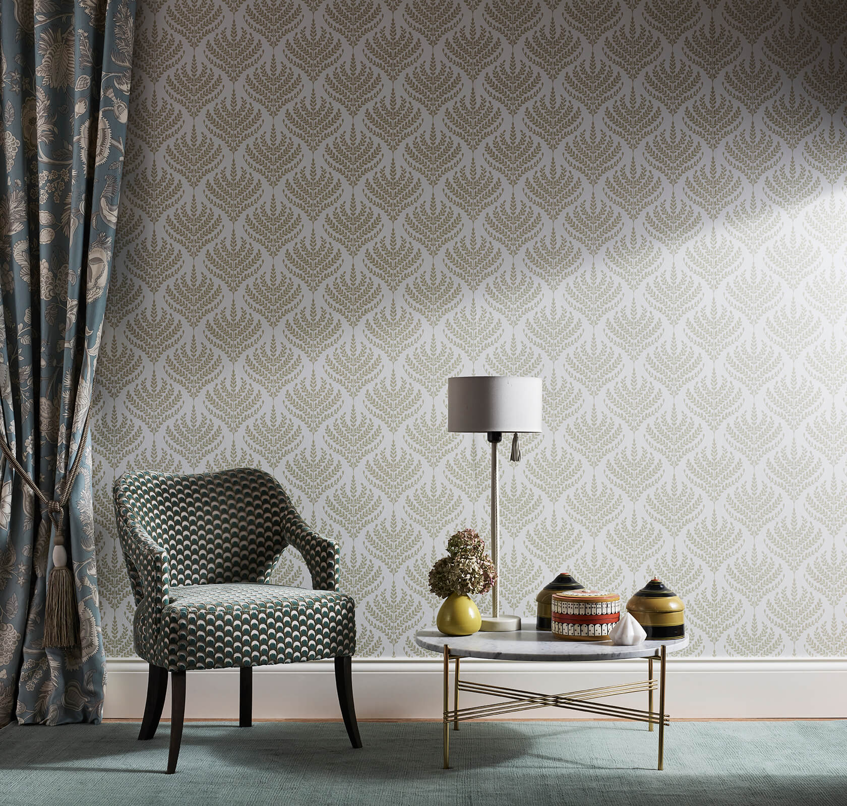 Liberty - Paisley Fern Pewter White