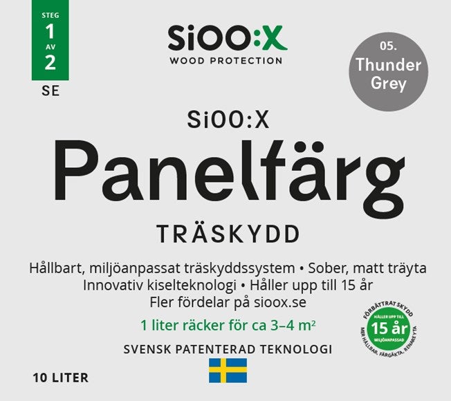SiOO:X Panelfärg Träskydd - 10L - Thunder Grey 05