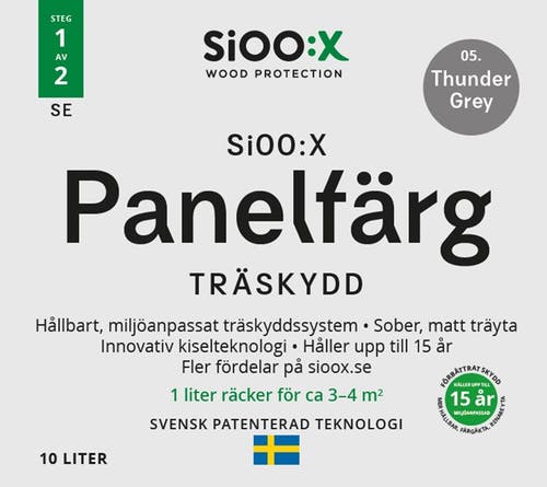 SiOO:X Panelfärg Träskydd - 10L - Thunder Grey 05