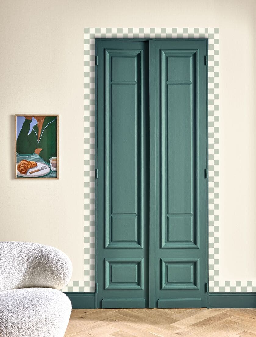 Checks Border Vert Amande