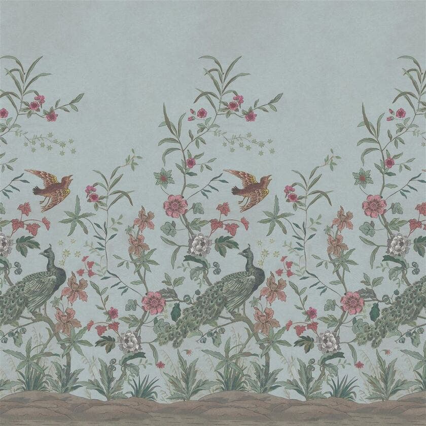 Peacock Toile Scene 2 Picture Book Wallpapers I