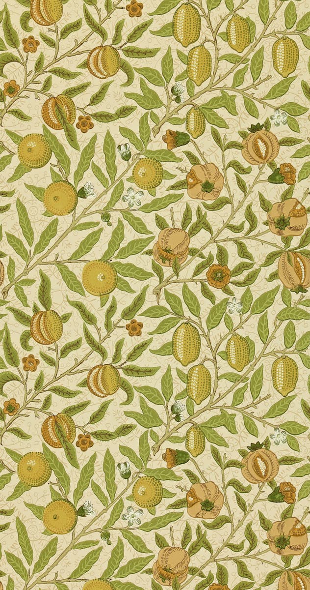 Morris & Co - Fruit Lime Green/Tan Morris and Friends Wallpa