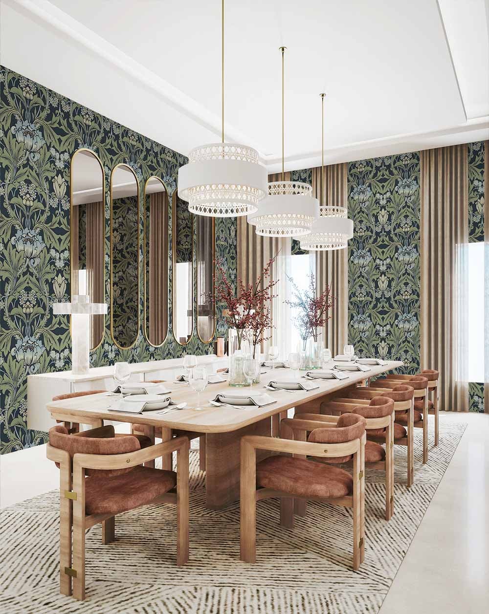 Carma - Peel & Stick Primrose Floral Midnight Blue & Sage NW44412